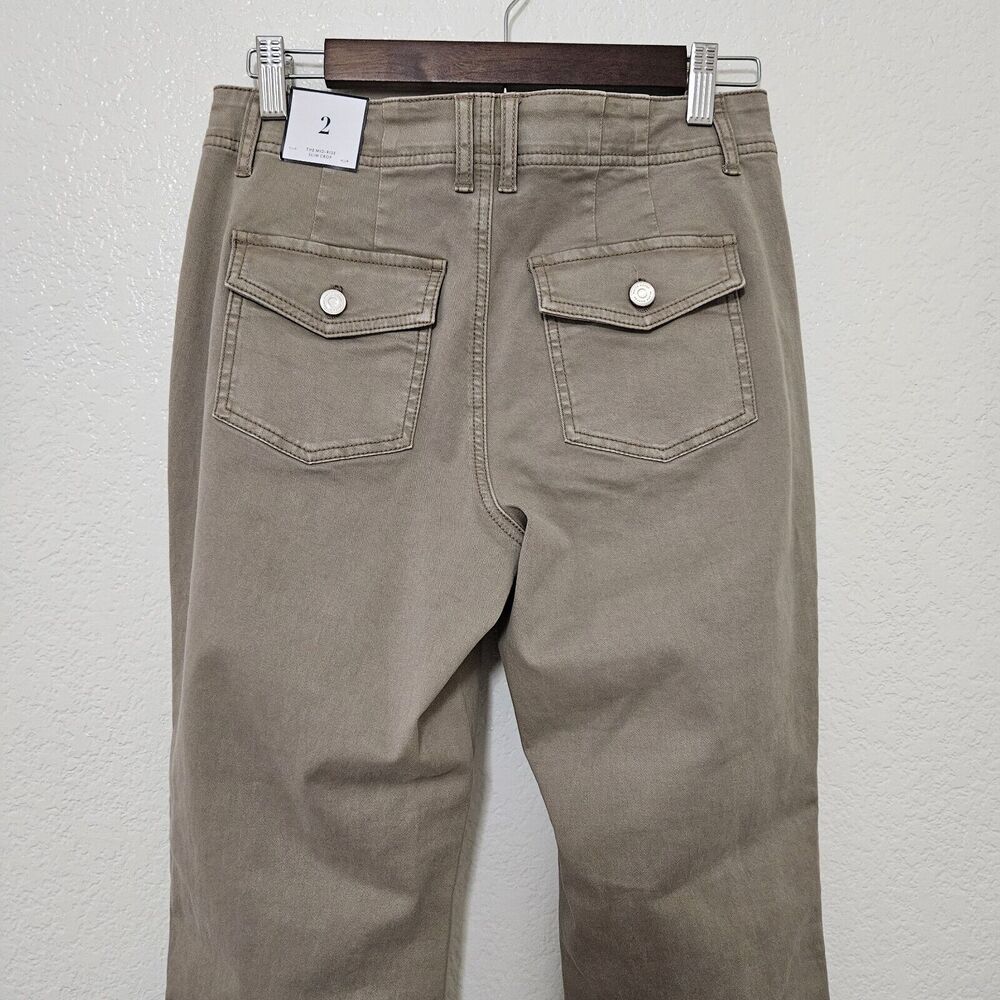NWT White House Black Market Khaki Ankle Zip Mid Rise Utility Slim Crop Size 2 - Picture 5 of 6